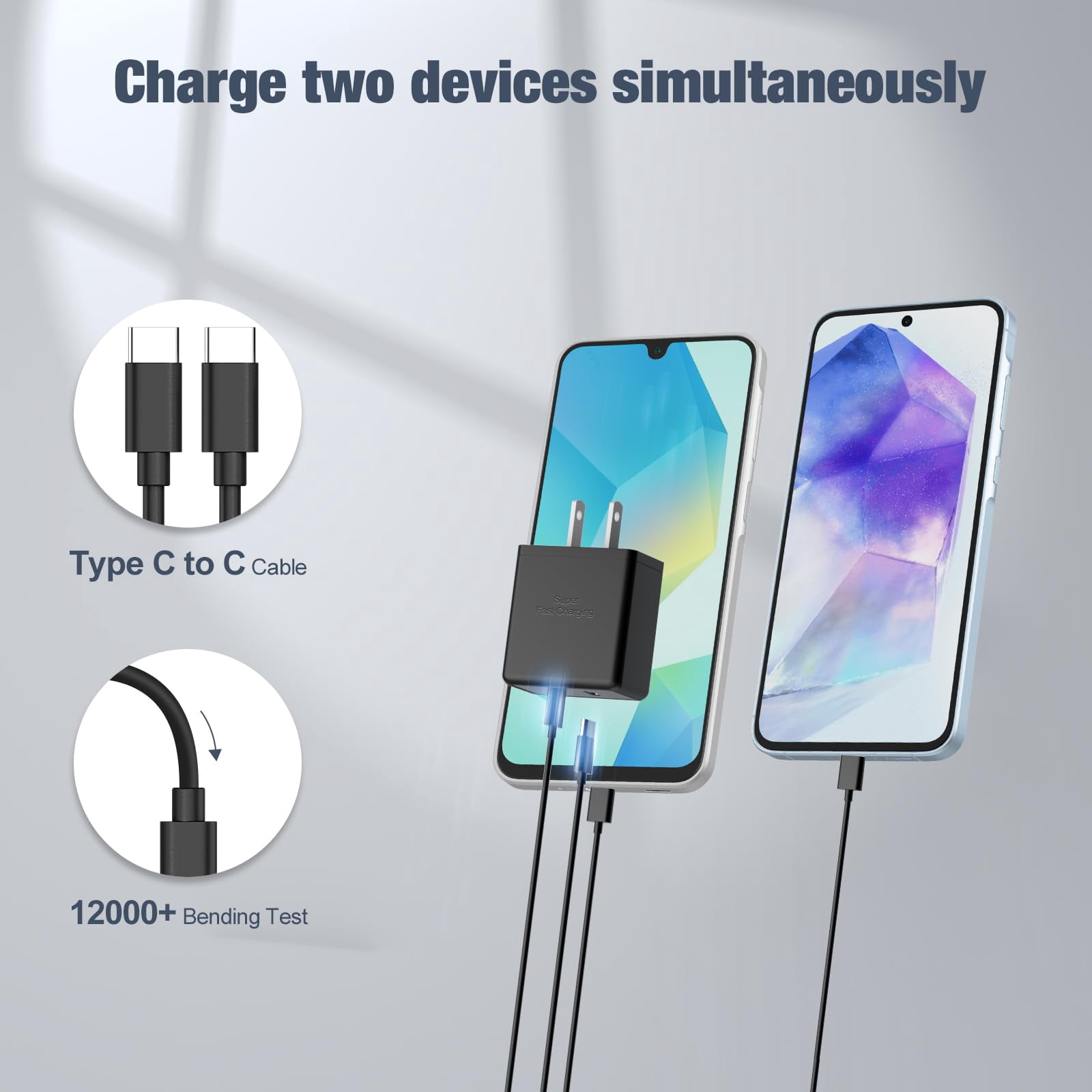 Quyaojz for 45W Dual Port Super Fast Charger with Long USB C to C Cable 10ft,Type C Wall Charger Block and Android Phone Charging Cord Compatible With Samsung Galaxy S25 s25/24/23/S25+/S24+/S24 /S23+