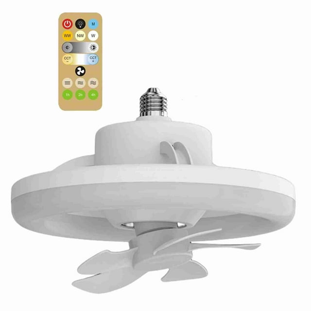 Ventilador De Techo De Techo Con Luz LED E27 Rotación De 360 Con Remoto, 3 Velocidades De Viento, Para Cocina, Sala De Estar 48W