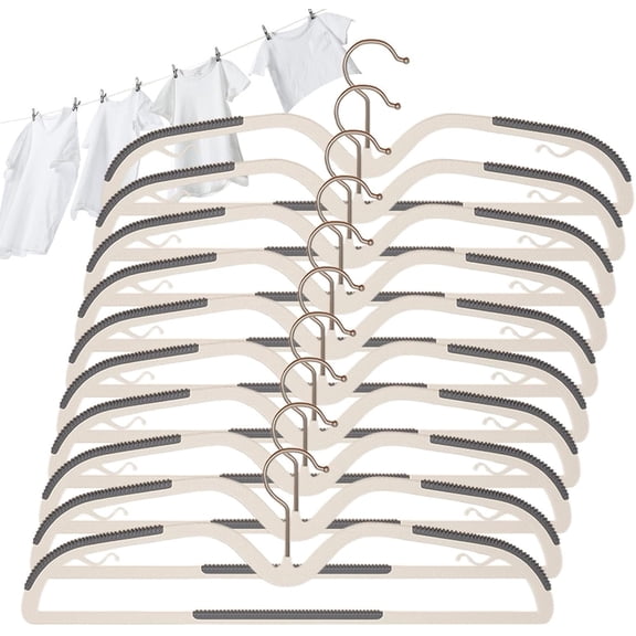 Short Neck Hangers, Non Slip Non Marking, 10 Pack, Space Saving For Low Wardrobe Closet Organization