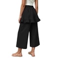 thumbnail image 5 of BADHUB Girls Ruffle Elastic Waist Wide Leg Loose Fit Pants Baggy Casual Trendy Streetwear Y2k Skorts Pants Black 9 Years, 5 of 7