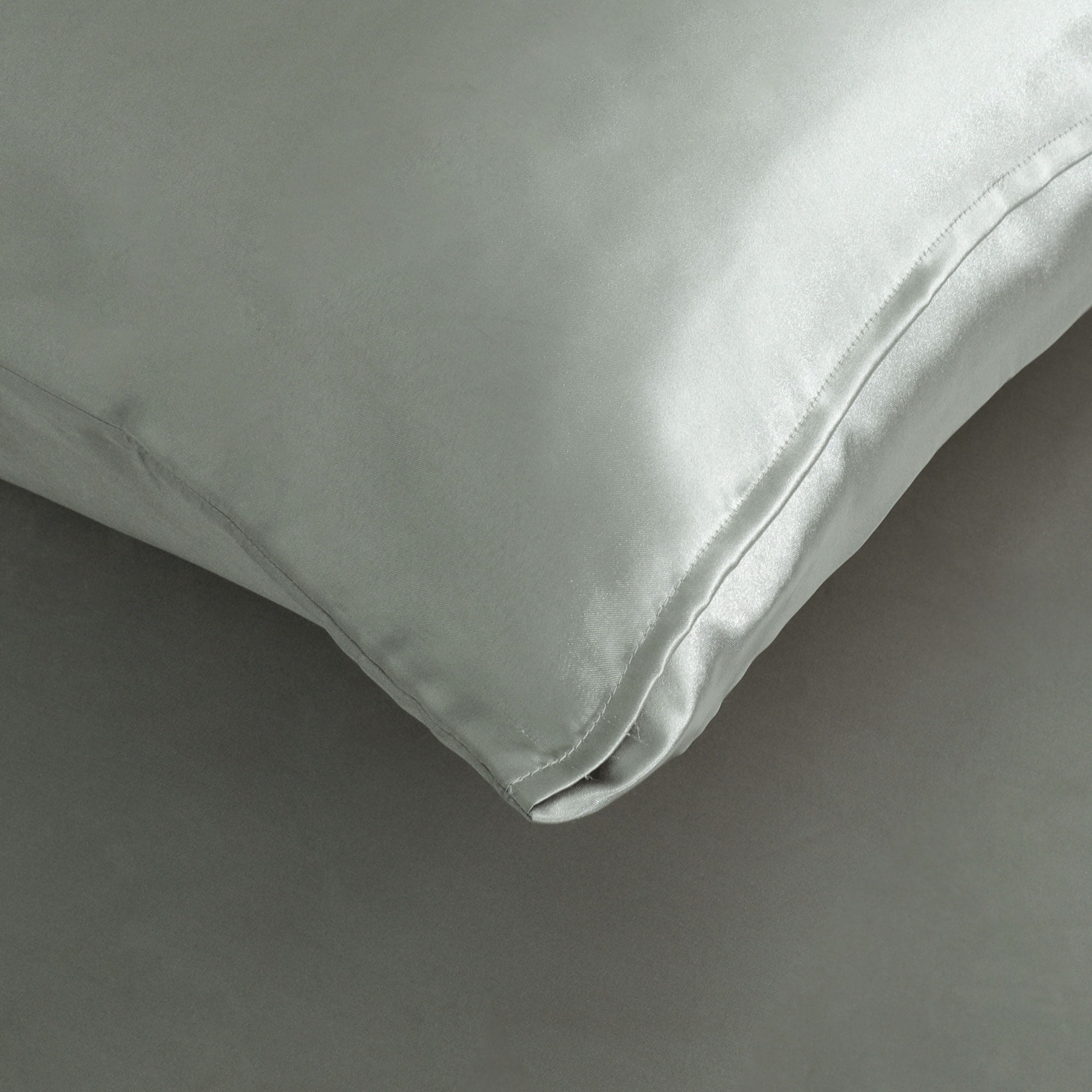 Unique Bargains Satin Sheet Set Luxury Polyester Bed Set 4 Pcs King Ash Gray