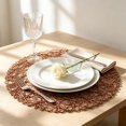 thumbnail image 4 of Doghiosgha Woven Round Placemat Hollow Table Mat Heat Resistant Placemat for Wedding Party Dinner Table Decor, 15 Inch, Coffee, 4 of 6