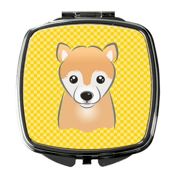 Yellow Checkered Shiba Inu Compact Mirror BB1133SCM