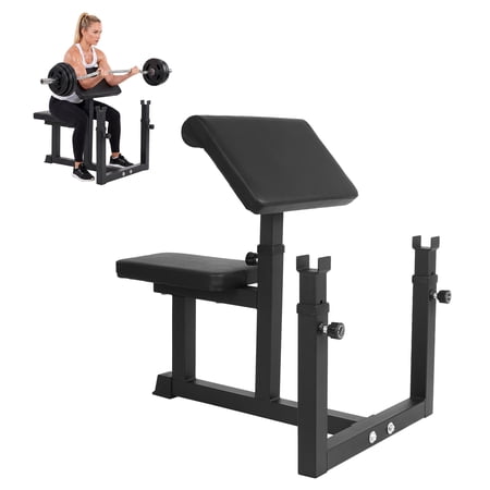 Gaderth Adjustable Preacher Curl Bench, Fitness Black Adjustable Arm Preacher Curl bench, Bicep Strength Bench, Isolation Training for Barbell & Dumbbell for Home Gym