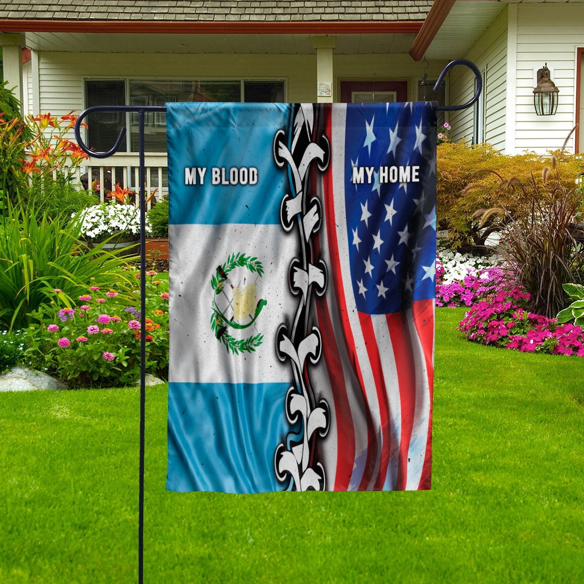 Flags-Guatemalan American My Home My Blood Flag Guatemalan Part House Flag, Double-Sided Decorative Outdoor Flag, Patriotic Polyester Yard Flag 29.5 x 39.5 in