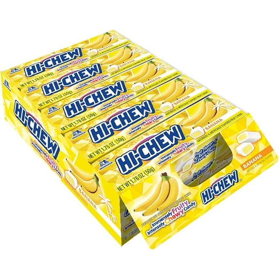 Hi-Chew Banana Chewy Candy Sticks – 15 Count Box, 1.76 oz Each