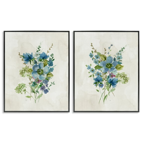 Stupell Industries Delicate Blossom Bundles Plants & Flowers Painting Black Framed Art Print Wall Art, 11 x 14, Set of 2