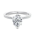 thumbnail image 2 of Cozumel - Moissanite Pear Shape Lab Diamond Engagement Ring with Round Side Stones, 2 of 4