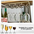 thumbnail image 6 of 2 Pack Wine Glass Rack Iron 3 Rows Wine Glass Storage Hanger Under Cabinet Goblet Storage Holder Wall Mounted Hanging Shelf Wine Cup Display Stand for Bar Kitchen Restaurant Light Gold Beige, 6 of 6