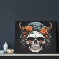 thumbnail image 3 of Susaid Flower Horn Skull Pattern Canvas Wall Decor Poster Framed Artwork Decoration for Bedroom Home Office Ready to Hang,Horizontal, 3 of 6