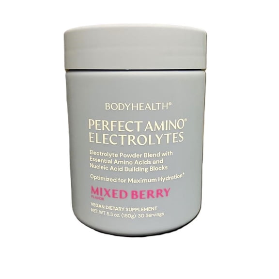 BodyHealth PerfectAmino Electrolytes Drink Mix Powder Mixed Berry Keto Sugar Free Fasting 30 Servings