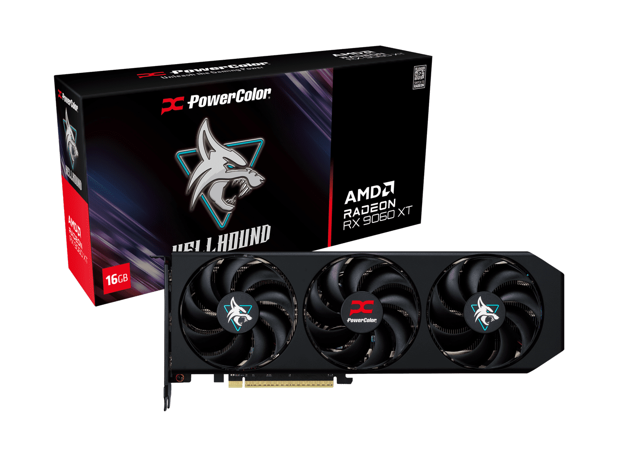 PowerColor Hellhound Radeon RX 9060 XT 16GB GDDR6 PCI Express 5.0 x16 ATX Video Card RX9060XT 16G-L/OC