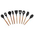 thumbnail image 1 of Juego de utensilios de cocina de silicona con mango de madera de 9 piezas con calidad de restaurante, 1 of 8