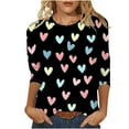 thumbnail image 2 of Sweatshirt Women 3/4 Sleeve Heart Graphic Oversized Crewneck Pullover Loose Travel Drop Shoulder Valentine Tee Shirts Fashion Outfits, 2 of 7