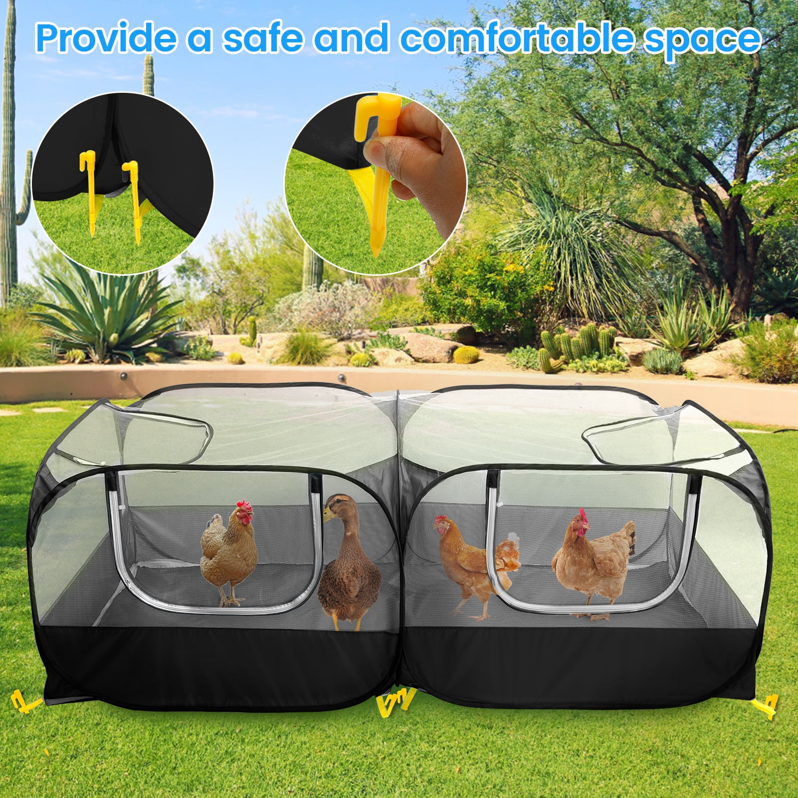 Collapsible Small Animal Playpen Large Space Portable Chicken Run Coop With Detachable Bottom for Indoor Outdoor Use