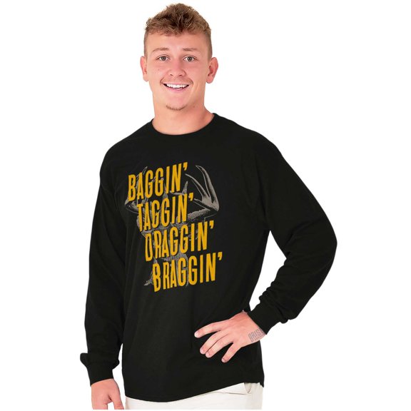 Deer Hunter Bag Tag Drag Brag Hunting Long Sleeve TShirt Men Women Brisco Brands S