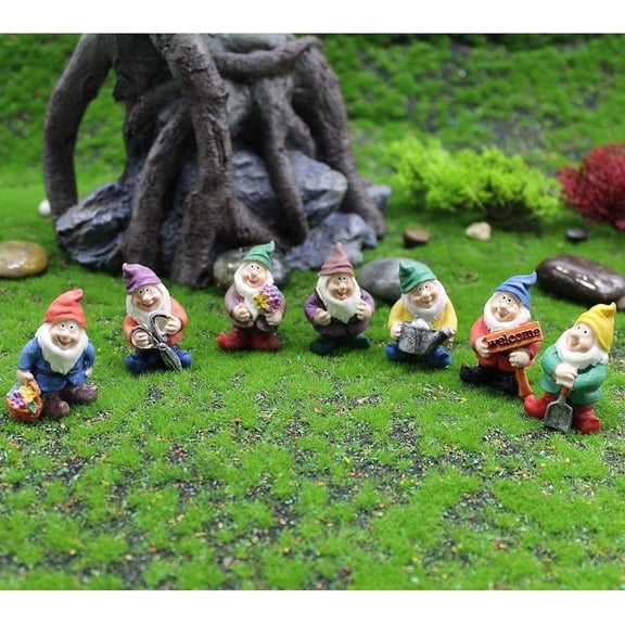 Fairy Garden Accessories, 7 Pcs Mini Gnomes Statue Kit for Flower Pot Yard Home Decor