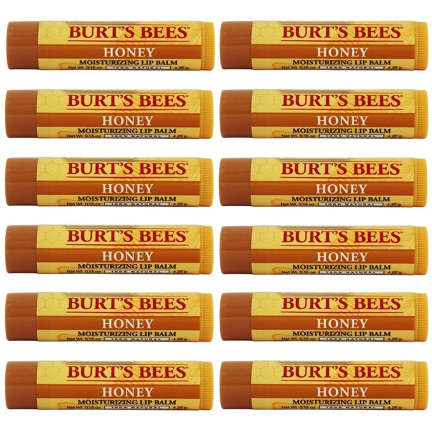 Pack of (12) Burts Bees Honey Moisturizing Lip Balm 0.15 oz (Packaging