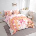 thumbnail image 3 of Erosebridal Letter X Bedding King Size,White Flower Daisy Comforter Sets with Sheets,Multicolor Rainbow Bow Bedding Sets King Size For Girls,Breathable Room Decoration Reversible,7pcs, 3 of 7