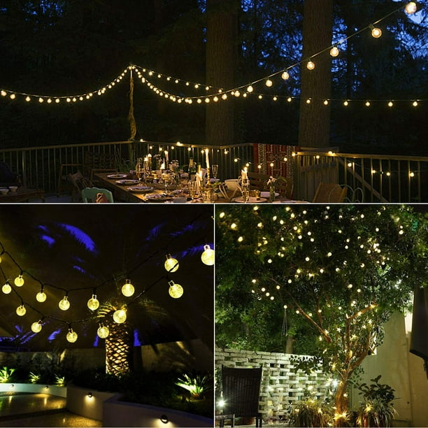 23 Ft 50 LED Solar String Ball Lights Outdoor Waterproof Warm White Garden Lamp