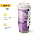 thumbnail image 4 of 18oz Travel Coffee Mug, 316 Stainless Steel Vacuum Insulated Tumbler with 2-in-1 Straw Lid & Strap, Liquid & Marble Print, 4 of 6