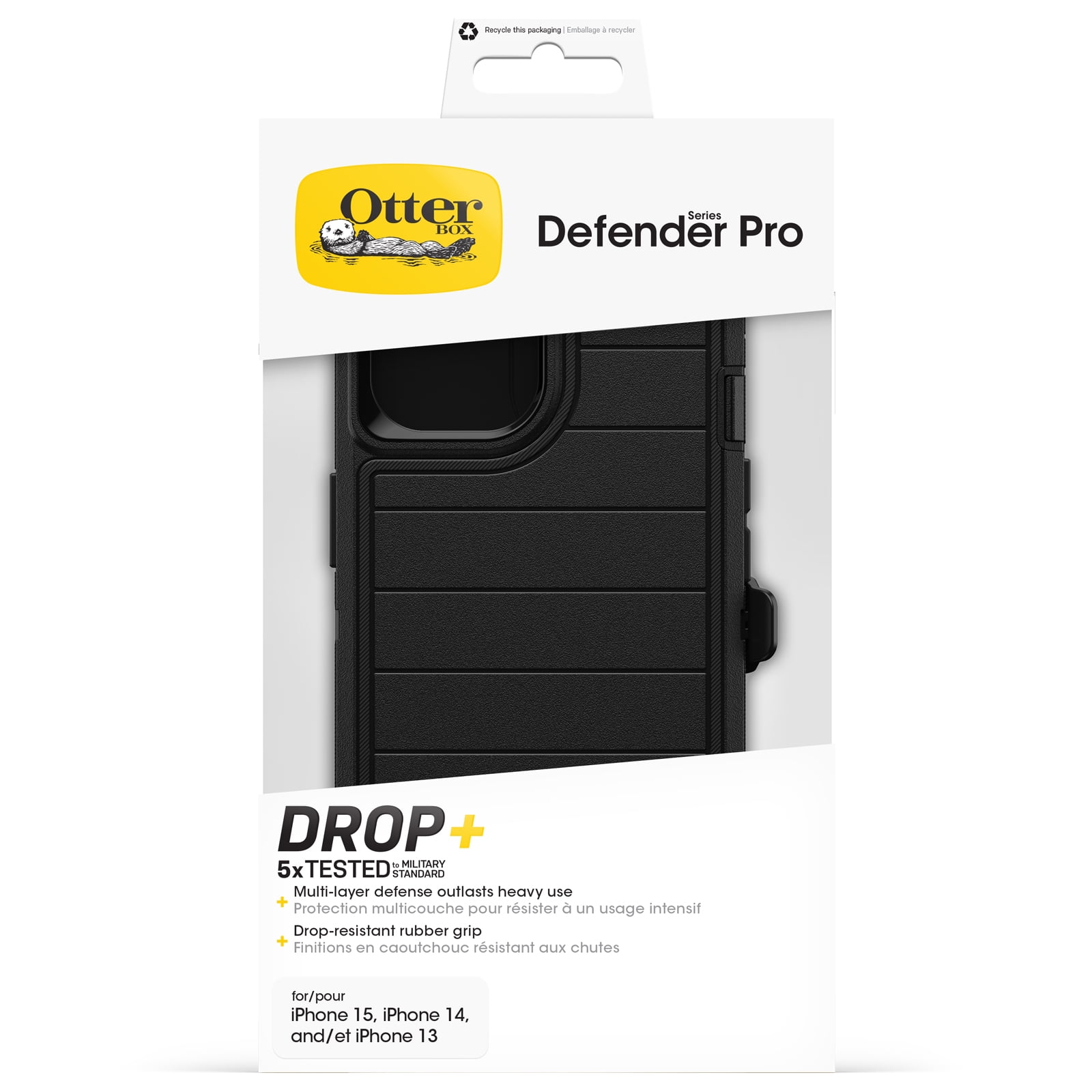 OtterBox Defender Series Pro Case for Apple iPhone 16e, iPhone 15, iPhone 14, and iPhone 13 - Black