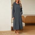 thumbnail image 7 of Women's Hooded Fleece Bathrobe Long Sleeve Cable Knit Textured Robe with Pockets Cozy Homewear for Fall Winter, 7 of 7
