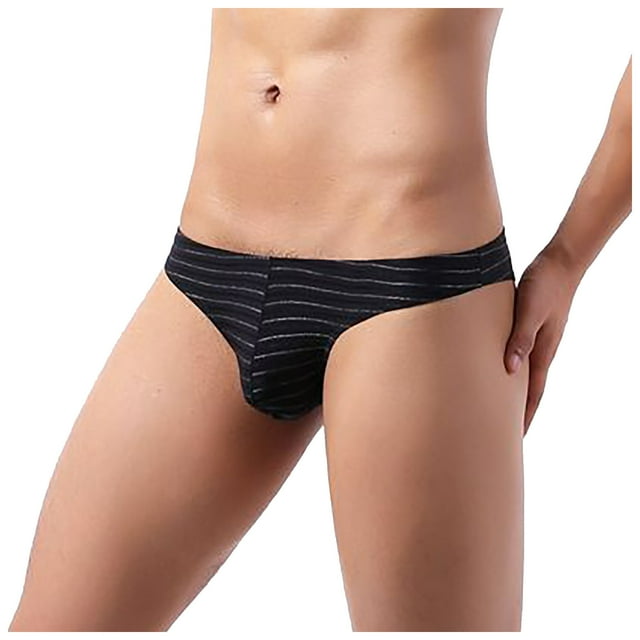 TIHLMK Culottes Bikini pour Hommes Demi-Hanche Taille Basse Culottes Rayées Colorées