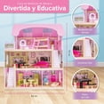 thumbnail image 2 of Kids House Casa de Muñecas de Madera con Muebles, Mila, Casita de Juguete para Niñas con 16 Muebles y Accesorios, Ideal para Muñecas Pequeñas, Resistente y Hermoso Diseño, 2 of 5