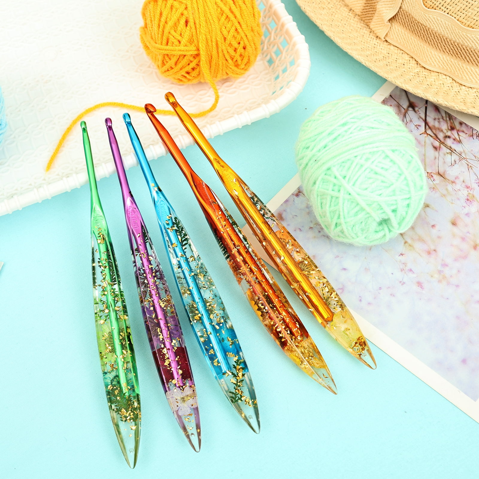 Atopoler 5Pcs Crochet Hook Set,5 Size Practical Ergonomic Crochet Needle,Hand Knitting Yarn Hook for DIY Craft Lover Crocheting