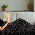 thumbnail image 3 of Retro Soft Flannel Fleece Blanket, Memphis Style Composition Geometric Shapes Chevron Dots and Triangles, Cozy Plush for Indoor and Outdoor Use, 50" x 70", Purple Pale Yellow Black, by Ambesonne, 3 of 5