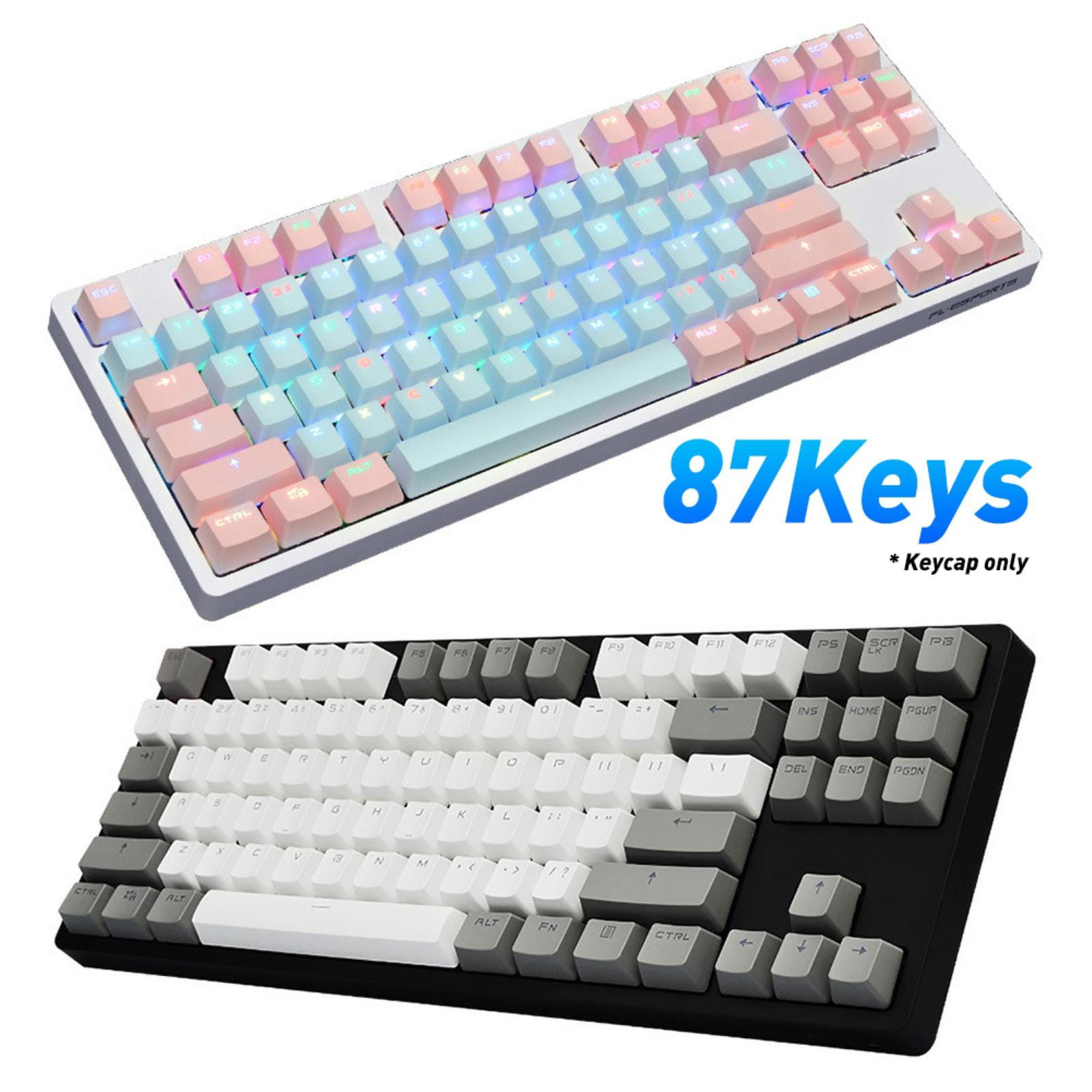 104Pcs Keycaps Cover for Full Size Keyboards Dual Color PBT Key Covers Replacement Keyboard Accessory for PC Game Console Pink-White