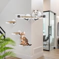 thumbnail image 2 of Cat Wall Furniture Wall Mounted, 2PCS Cat Shelves and Cat Perches for Wall with 3 Cat Wall Steps and Scratching Pad, Cat Wall Shelves Fit Cat Up to 15Lbs, Wood Cat Hammock Wall Mount (White), 2 of 15