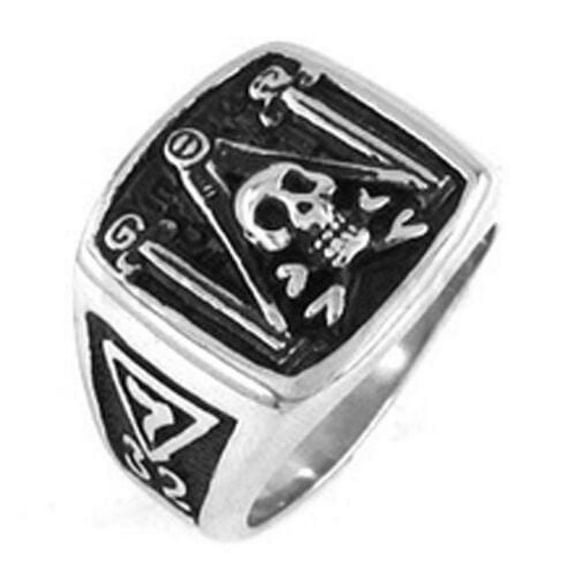Masonic Rings 32nd Degree Masonic Skull Pillars Square & Compass Freemason