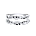 thumbnail image 1 of Round Shape White & Black Cubic Zirconia Twist Enhancer Guard Ring 14K White Gold Ring Size - 4.5, 1 of 3