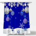 thumbnail image 2 of Merry Christmas Shower Curtain Blue Silver Xmas Balls Snowflake Winter Snow Happy New Year Festival Decor Fabric Bathroom Curtain with Hook, 2 of 4