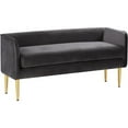 thumbnail image 1 of Pemberly Row Contemporary Grey Velvet Bench with Gold Metal Legs, 1 of 6