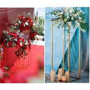 Anqidi Wedding Flower Stand Set, 10Pcs Rectangle Gold Metal Column Rack Wedding Prop Decor Balloon Display Holder (60cm)