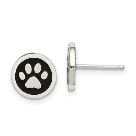 Silver Enamel Animal - 925 Sterling Silver Enamel Paw Print Post Stud Earrings Ball Button Animal Cat Dog Gifts For Women For Her