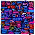 thumbnail image 1 of Paquete de pegatinas Neon English Cool Anime, vinilo impermeable, 50 unidades, 1 of 3