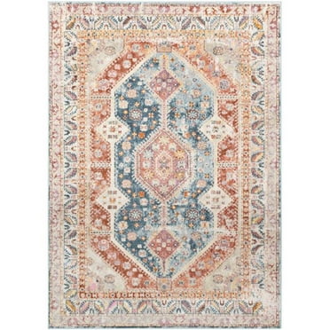Surya New Mexico NWM-2308 94x123" Rectangle Fabric Rug in Brick Red/Blue/Orange