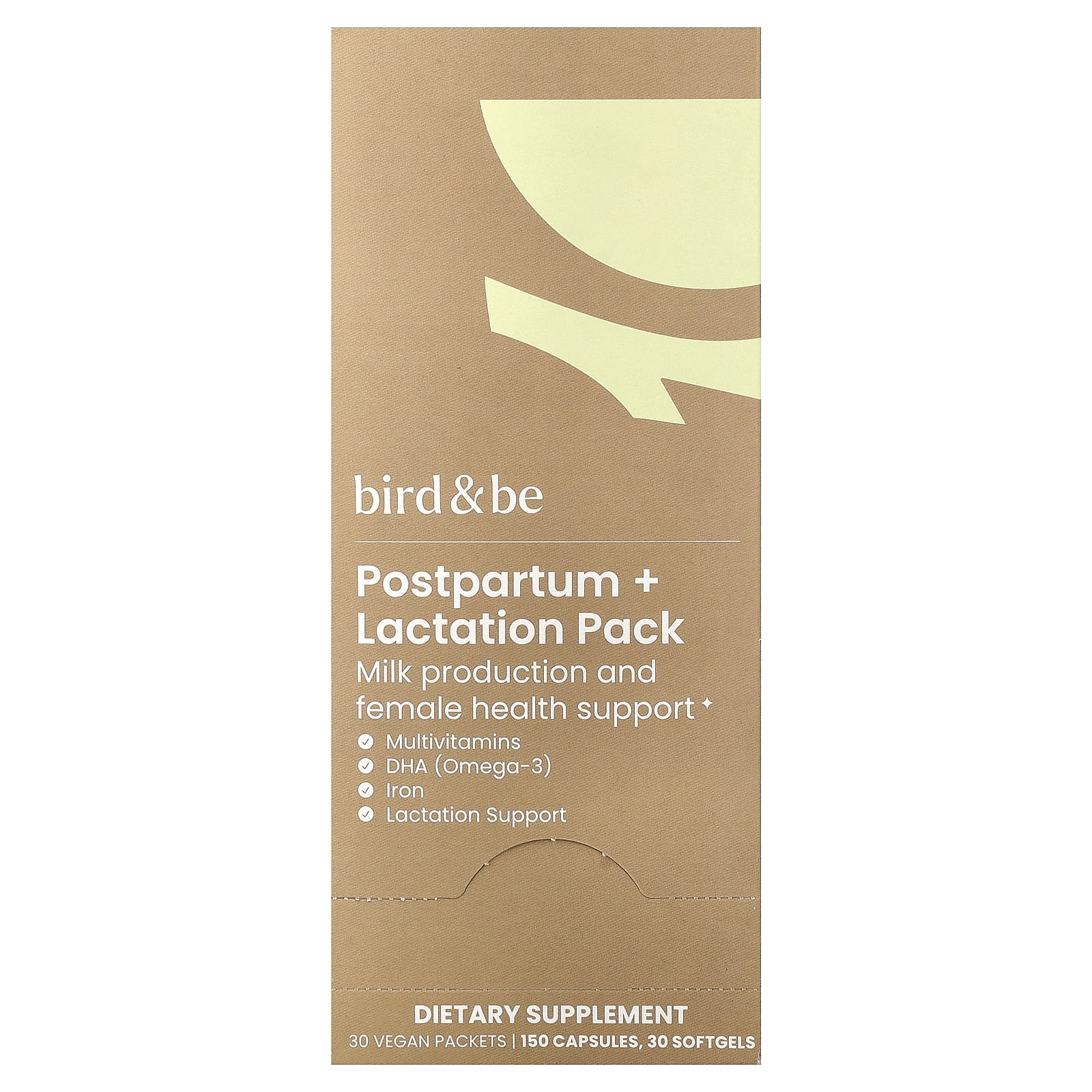 Bird&Be Postpartum + Lactation Pack, 30 Vegan Packets