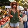 thumbnail image 6 of Women Summer Tank Tops Casual V Neck Spaghetti Strap Cami Tops Loose Beach Sleeveless Shirts Blouses,Dark Green ,XL, 6 of 10