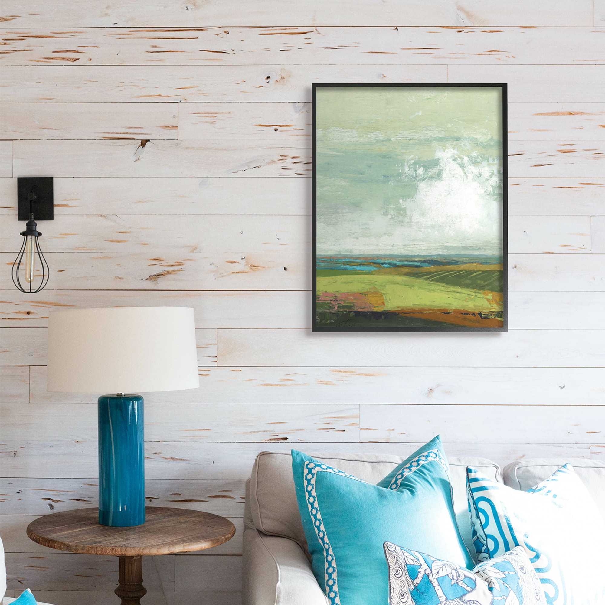 Stupell Industries Abstract Countryside Distressed Clouds Green Sky,24 x 30,Designed by Suzanne Nicoll
