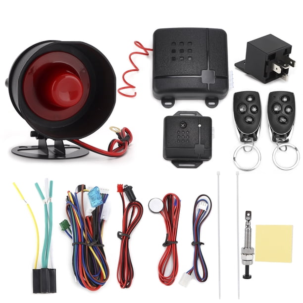 Sistema de alarma para coche Jadeshay unidireccional 12V antirrobo Con 2 mandos A distancia Negro