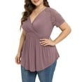 thumbnail image 4 of Daystry Plus Size Tunic Tops For Women Lace V-Neck Empire Waist Women Top Babydoll Blouse Mauve-2X, 4 of 11