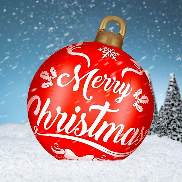 Fiudx Decoración Inflable Navideña, Bolas Navideñas de Pvc de 60 Cm, Diseño Impreso Brillante, Duraderas para Exteriores, Decoración para Fiestas, Jardín o Porche, Fáciles de Inflar, Juego de 1 Pieza