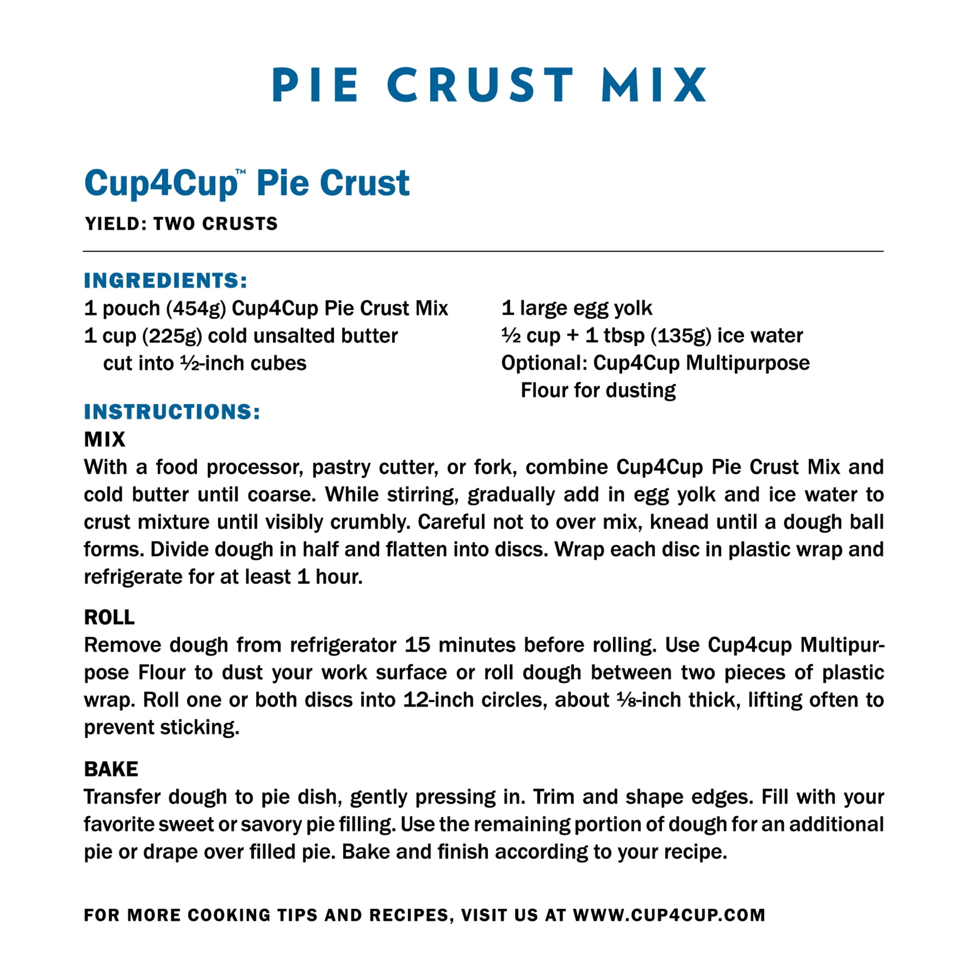 Cup4Cup Gluten Free Pie Crust Mix, 16 Oz