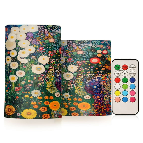 Yayeee Flameless Candles with Remote Flickering Battery Operated Multi Color Changing, White Floral Garden