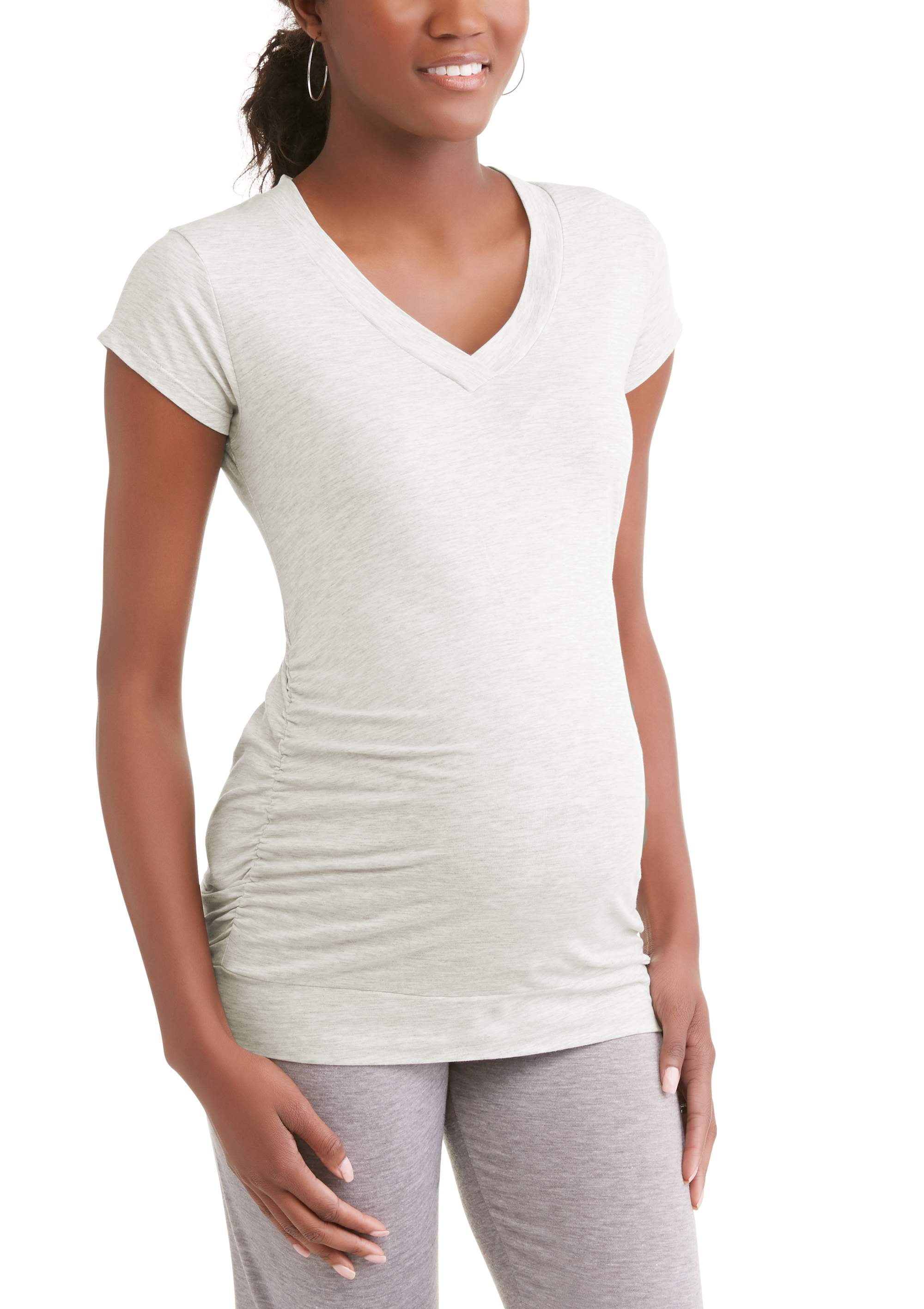 Oh! Mamma Maternity Women's V-Neck T-Shirt, 2-Pack (Women's & Women's Plus)